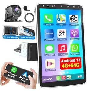 10 Inch Single Din Car Stereo Wireless CarPlay Android Auto Rotatable  - Picture 1 of 8