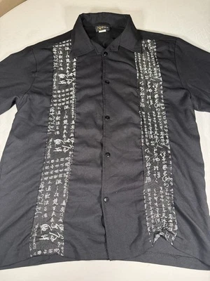 Винтажная рубашка Pop Icon XL черные вышитые панели сделано в США ретро Y2K - Изображение 1 из 4