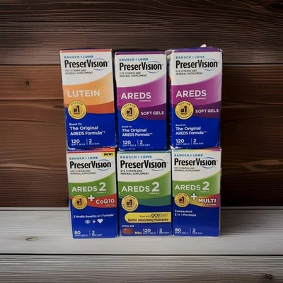 Lote de 6 vitaminas mixtas PreserVision originales AREDS Eye Inc. Coq10, multi, luteína  Foto 1 de 4