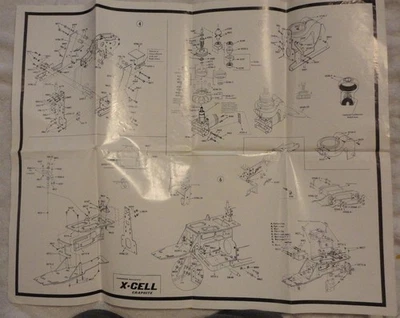 X-Cell Graphite Gas Helicopter #105-102 Exploded View (2-Double Sided Sheets) - Image 1 of 4