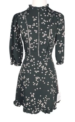 Vestido geométrico negro y flores talla US 6 UK 10 ASOS Foto 1 de 4