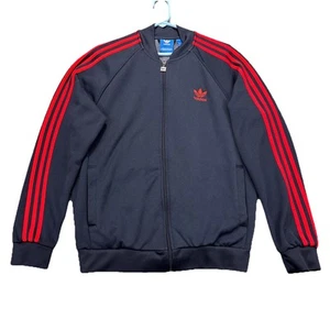 Adidas Track Jacket Mens L Large Navy Red Originals Superstar Soccer 3 Stripes - Picture 1 of 11