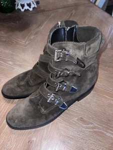 New Marc Fisher LTD Diante Dark Green Suede Buckle Booties, Women’s Size 9.5 M - Picture 1 of 5