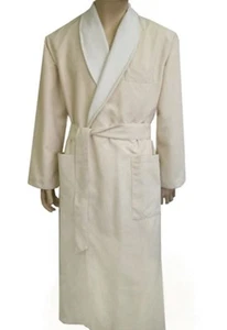 The Robe Works Unisex Terry Lined Cream Colored Belted Luxury Robe Size XS - Picture 1 of 8