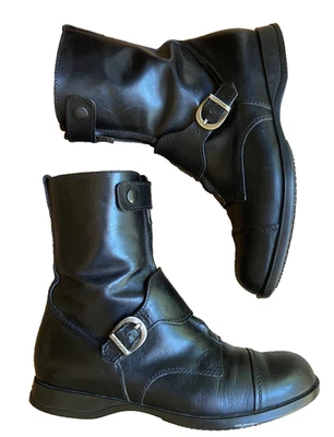 Stivali Hogan donna taglia 38 neri pelle biker moto fibbia zip anteriore metà polpaccio - Immagine 1 di 4