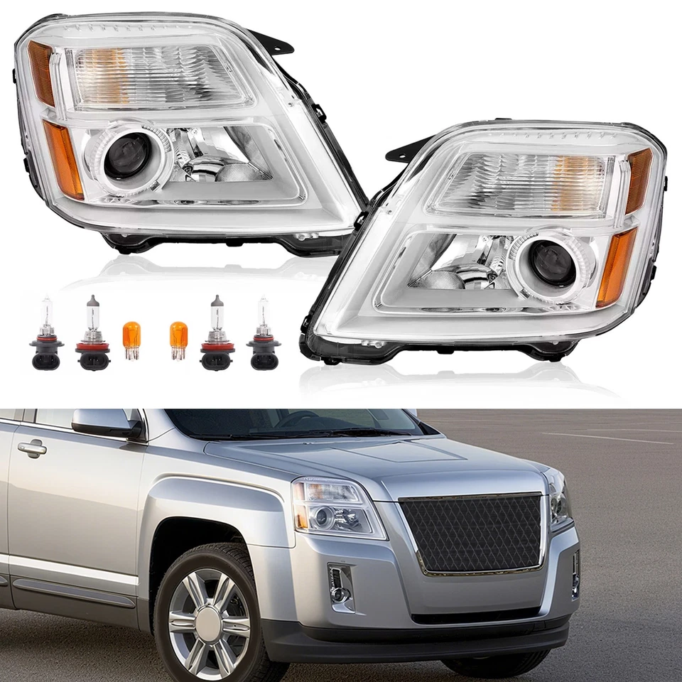 Left Right Chrome Projector Headlights Headlamp For GMC Terrain 2010-2015 W/Bulb - Image 1 of 4