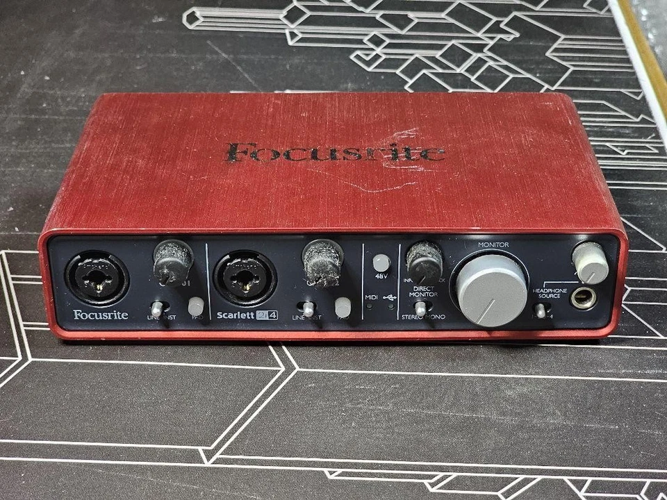 Focusrite Scarlett 2i4 Audio Interface Red Aluminum XLR/TRS combo input Used - Image 1 of 4