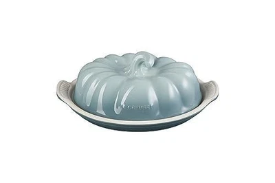 Le Creuset Stoneware Pumpkin Butter Dish Halloween Sea Salt Color Stoneware New - Image 1 of 3