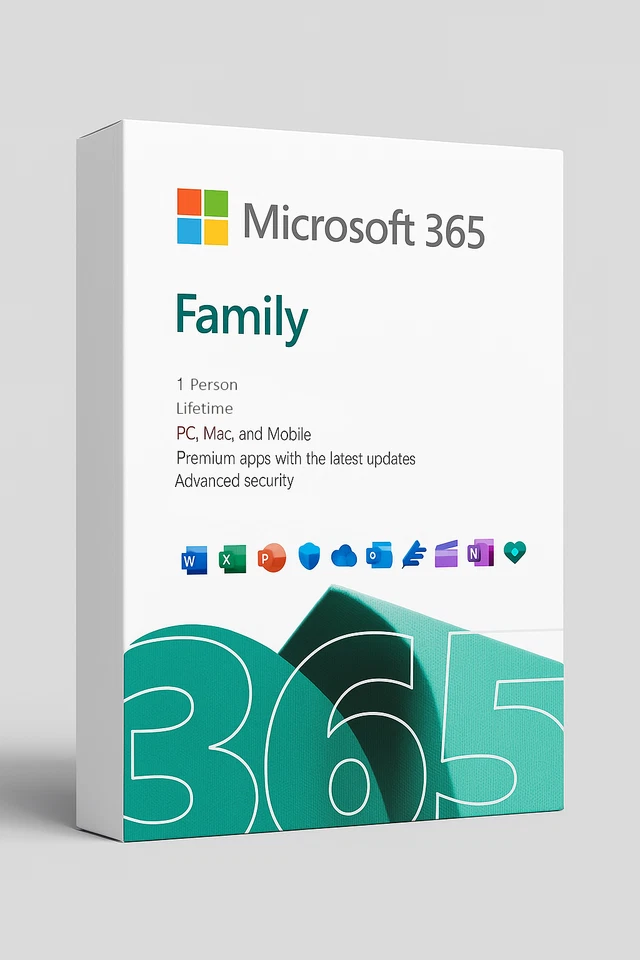 MICROSOFT 365 Famiglia per 1 Persona A VITA 5 Dispositivi per Windows e Mac ITA - Immagine 1 di 4