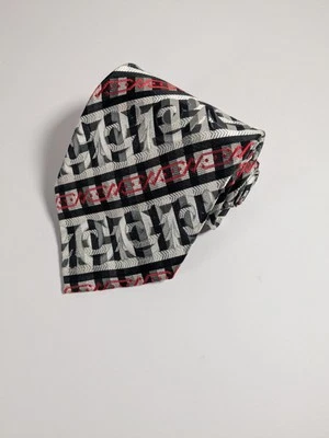 Corbata geométrica Angelino hecha a mano de seda blanca, roja y negra para hombre usada en excelente estado Foto 1 de 4