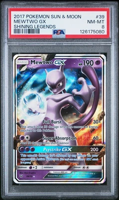 2017 Pokemon Sun & Moon Shining Legends Mewtwo GX #39 Shining Legends PSA 8 - Image 1 of 2