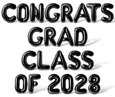 Banner balão carta CONGRATS GRAD CLASS OF 2028 - Decorações para festa de formatura - Imagem 1 de 4