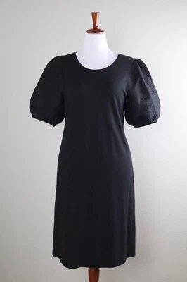 CHICO'S $109 Solid Black Tiered Puff Sleeve Tee Dress Size 2 US Large / 12 / 14 - Image 1 of 4