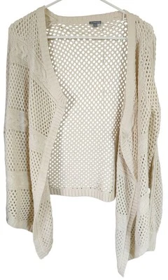 Cárdigan abierto Charlotte Russe tejido holgado largo crema para mujer talla mediana Foto 1 de 4