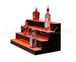 26" LIGHTED BAR SHELF, Four Steps, Liquor display shelving, bar bottle shelves - Picture 1 of 8