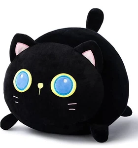Black Cat Plush Toy Black Cat Pillow,14” Soft Fat Black Cat Stuffed Animals Cat - Picture 1 of 4