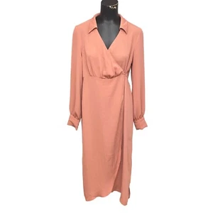 NEW ASOS DESIGN Maternity Wrap Midi Dress in Terracotta Size 4 - Picture 1 of 7