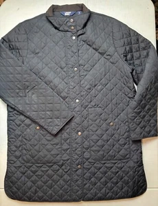 Giacca imbottita Lands End nera trapuntata perla bottoni a pressione e zip taglia XL 18 - Foto 1 di 23
