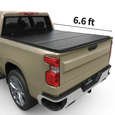 6.6FT FRP Hard Tri-Fold Tonneau Cover For 07-25 Chevy Silverado /GMC Sierra 1500 - Image 1 of 4