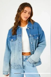 Oversized Gradient Denim Trucker Jacket - Picture 1 of 9