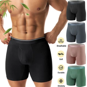 Bamboo Boxer Briefs 4-Pack Men's Tagless Comfort Flex Waistband Soft Underwear - Picture 1 of 14