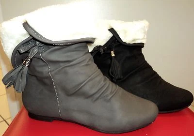 MARKENLOS Damen Schlupf Winter/Herbst Schuhe Gefüttert Stiefeletten Ankle Boots Gr. 36-41