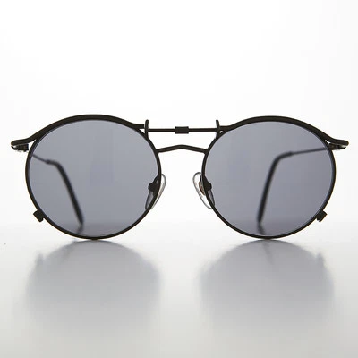 Круглые 90-е готические винтажные солнцезащитные очки с черными/серыми линзами - Mackaveli - Изображение 1 из 3