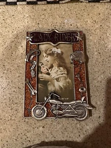 Lady Rider Picture Frame 31/2"x 5" Biker Frame - Picture 1 of 10
