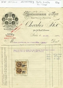 Paris XII ème 72 Fbg St Antoine - Belle Entête Ebénisterie d'Art du 12/06/1929 - Imagen 1 de 1