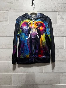 Kids Size Medium Cool Graphic Animal Zip Up Hoodie with Pockets - Picture 1 of 5