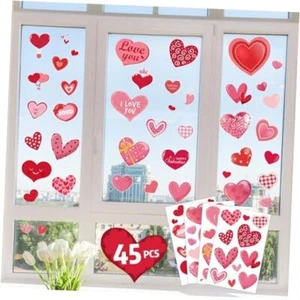 Valentines Day Decorations - Heart Valentines Window Clings | Valentines Red - Picture 1 of 8