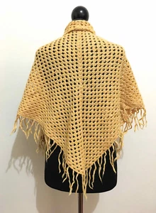 Cult Vintage '70 Shawl Stole Woman Hand Made - Picture 1 of 2