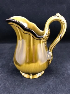 Brocca vintage in ceramica verde foglie vittoriane - alta 7 pollici - piedi - Foto 1 di 8