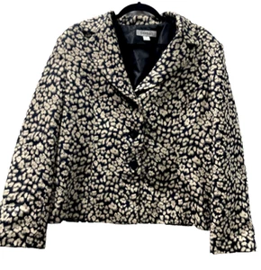 Danillo Womens Blazer Sweater Size 18 Black Beige Dots Button V Neck - Picture 1 of 8