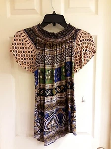 Lapogee Blouse, Junior Girls Size medium pleated, Floral, Short Sleeve, EUC  - Picture 1 of 5