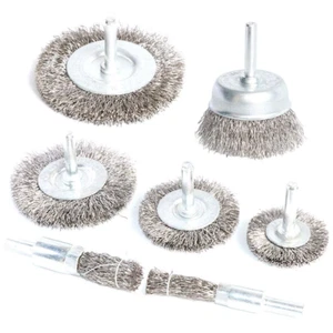 7PCS Stainless Steel Wire Wheel Brush, Coarse Crimped Cup Brush and End Brush Ki - Picture 1 of 7
