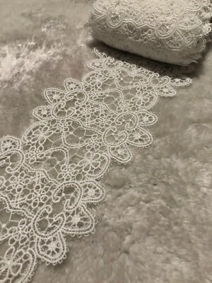 12.5cm White Flower Embroidery Venise Lace Trim Craft Sewing Dress Per Meter - image 1 of 4