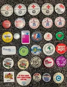 VINTAGE Non Profit, Healthcare, Fitness, Red Cross Pinback Buttons | Lot of 31 - Bild 1 von 1