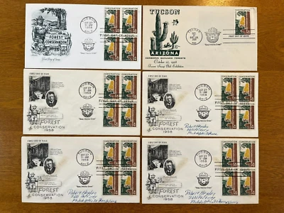 6-US #1122  FOREST CONSERVATION  MELLONES/ARTCRFT/ARTMSR  FDC 1958 5 BLOCKS - Image 1 of 4