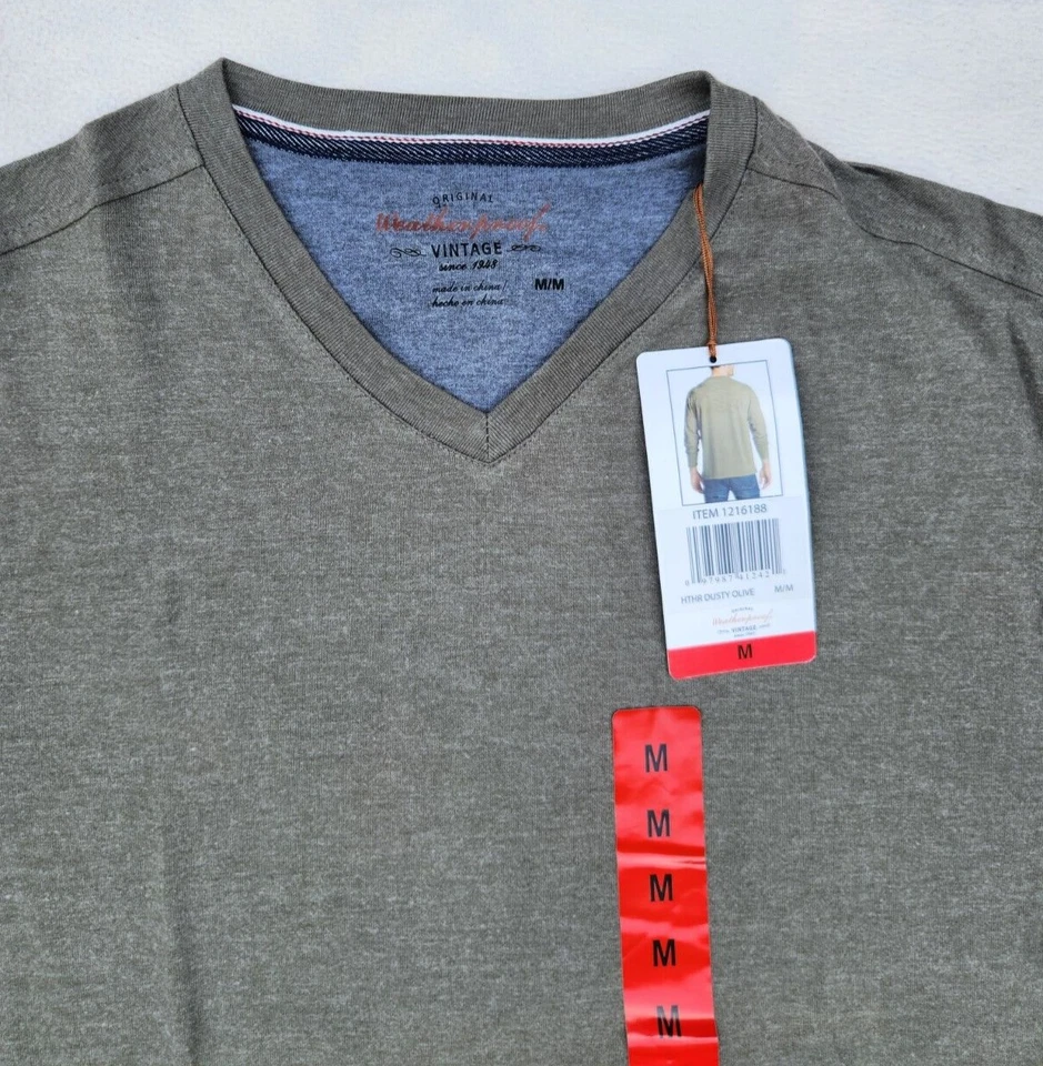 Weatherproof Men Original Vintage Long Sleeve Dress Shirt Hthr Dusty Olive M