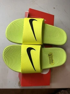 Nike Kawa Slide (GS) Sandals Slides Slip-On Volt Black Boys Size 7 NEW WITH TAGS - Picture 1 of 4