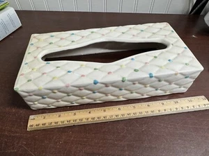 Cubierta de caja de pañuelos de porcelana con punto colorido edredón de diamantes Arnels de colección - Imagen 1 de 4