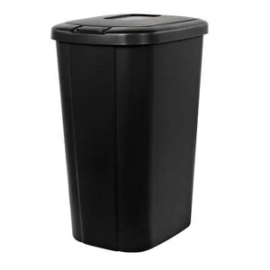 Hefty 13.3 Gallon Trash Can, Plastic Touch Top Kitchen Trash Can, Black - Picture 1 of 8