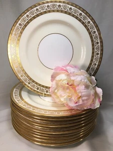 (11) Minton for Tiffany & Co Gold Encrusted 10.625 Inch DINNER PLATE #H4105 - Picture 1 of 12
