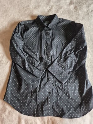 NUEVO CON ETIQUETAS Lauren Ralph Lauren Para Mujer XL Elástico Sin Hierro Buttondown Azul Marino Lunares  Foto 1 de 4