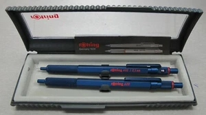 Rotring 600 Set Blue Hexagonal Knurled  Ballpoint Pen & 0.5 Pencil New In Box - Picture 1 of 4