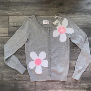 NWT Justice Girls Cardigan Sz 16 Sweater Sparkles & Sequins Holiday Flowers Gray - Picture 1 of 9