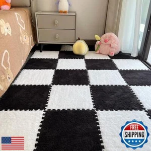 12pcs Carpet Squares Puzzle Floor Mat, Plush Interlocking Carpet Tiles, Anti  - Picture 1 of 5