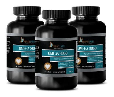 Natürliches Omega-3 Fischöl 1500mg hochkonzentriertes EPA DHA - 180 Weichkapseln 3 Bot - Bild 1 von 2