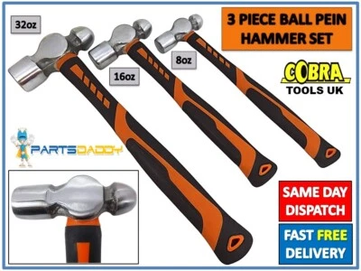 COBRA Pro Ball Pein Hammer Set 3pc Ball Peen Machinists TRP Hammers 8oz 16oz 32oz NEW